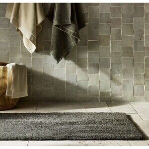 24"x40" Organic Melange Reversible Bath Rug Olive - Casaluna